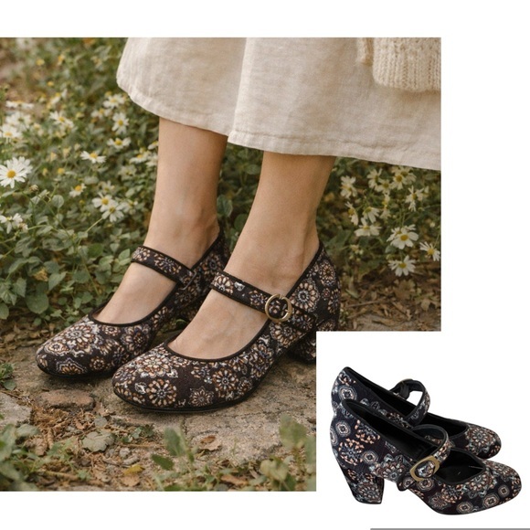 Sundance Shoes - Sundance Catalog Beauty Beyond Floral Mary Jane Heels EU 38 Boho Italy